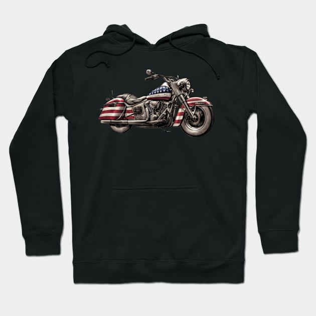 Motorcycle Biker Motorcycle Usa Flag Rider Hoodie by Ro Go Dan